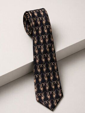 Lanvin Paris Swan Silk Tie